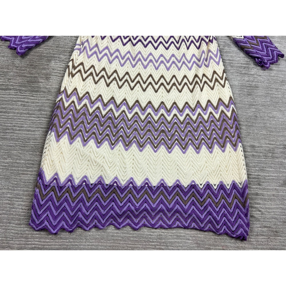Fresh‎ of LA Dress Womens 3X Purple Chevron Crochet Knit 3/4 Sleeve Shift KD4647 - Picture 13 of 14